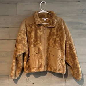 JoyLab Tan and Brown Teddy Jacket